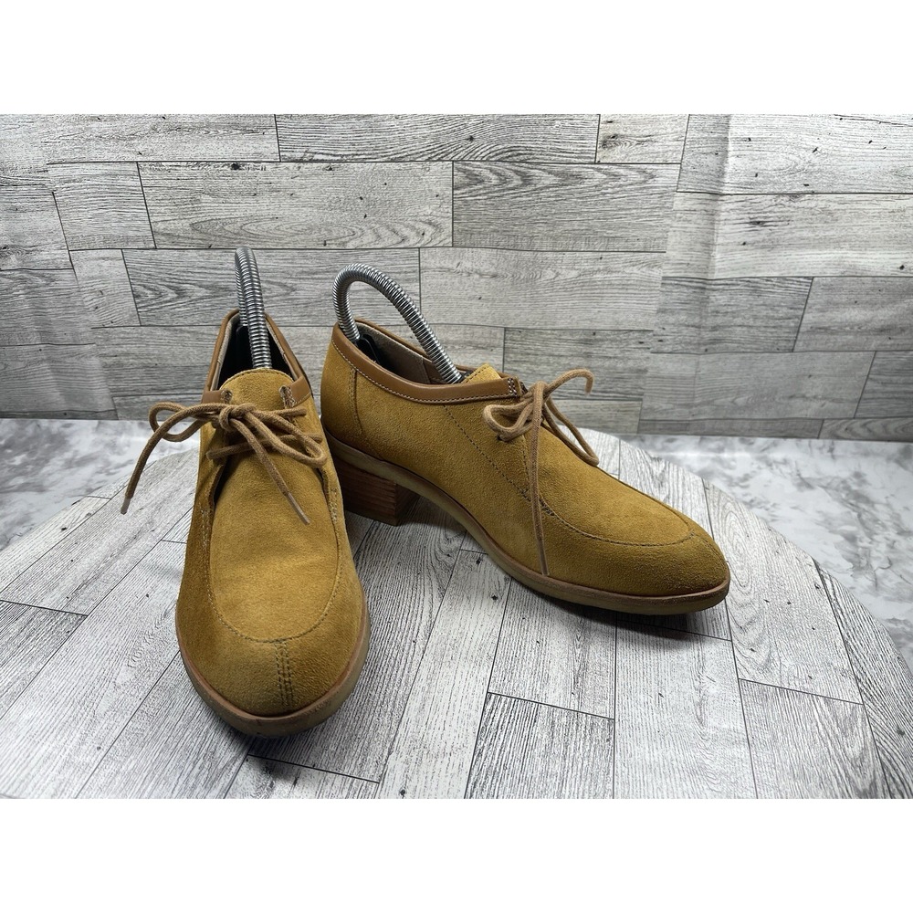 Clarks Phenia Strand Oxford Women 7 M Shoes Yellow Suede Moc Toe Lace Up comfort
